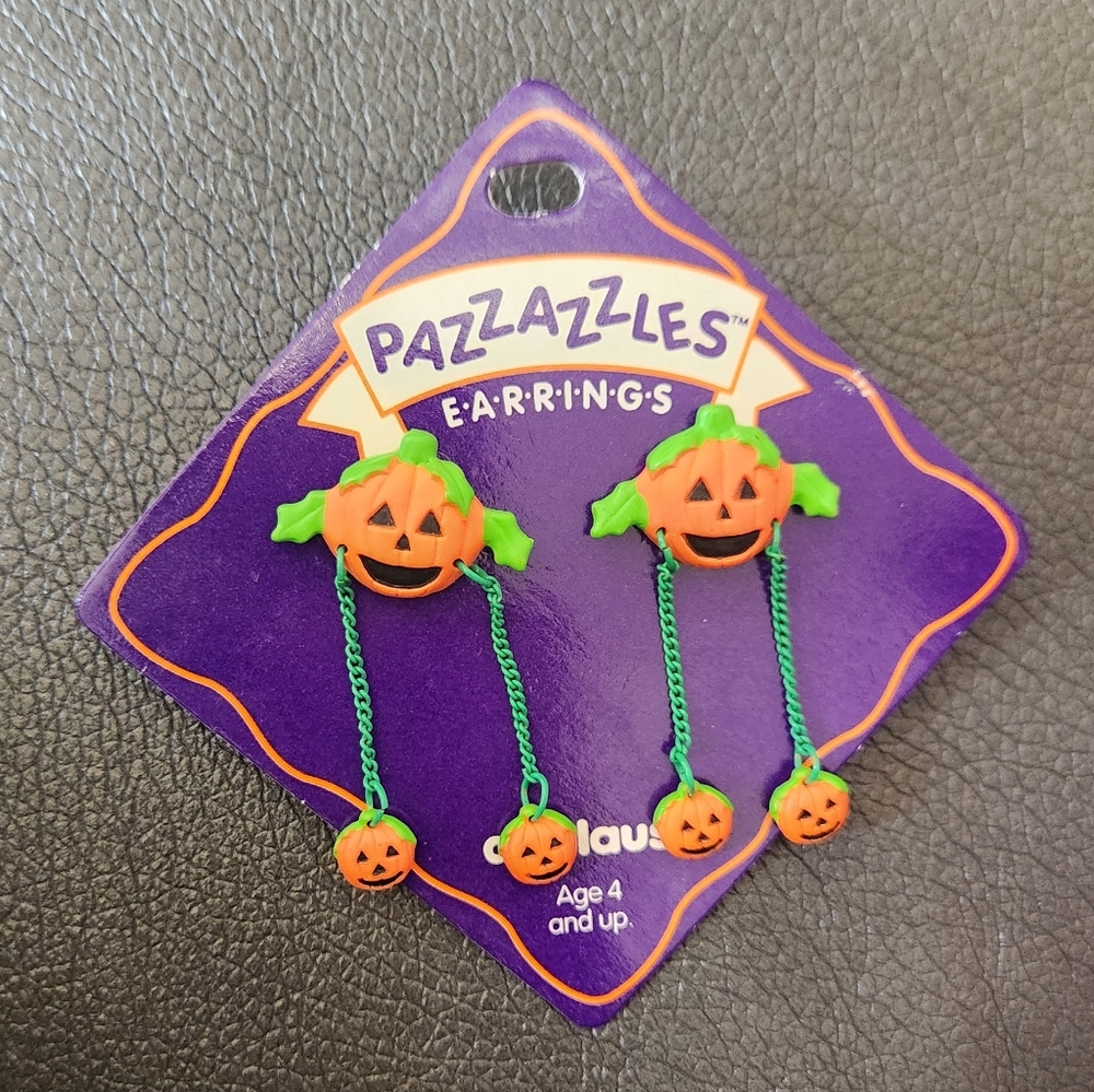 Pumpkin Earrings for Kids - Orange and Green